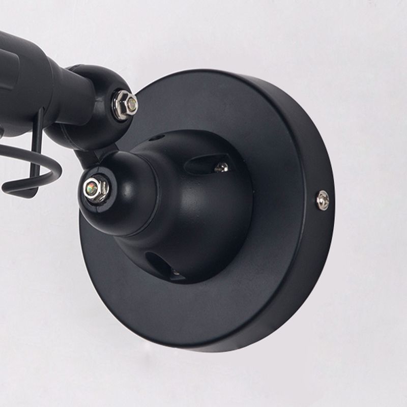 Industriestil Schwung Arm Wandlampe 1 Kopf Metall Wandleuchte mit Kuppelschatten in Schwarz