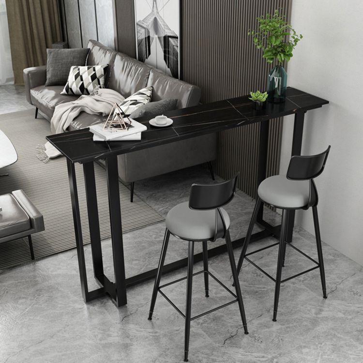 Rectangle Bar Dining Table Contemporary Bar Dining Table with Trestle Base in Black