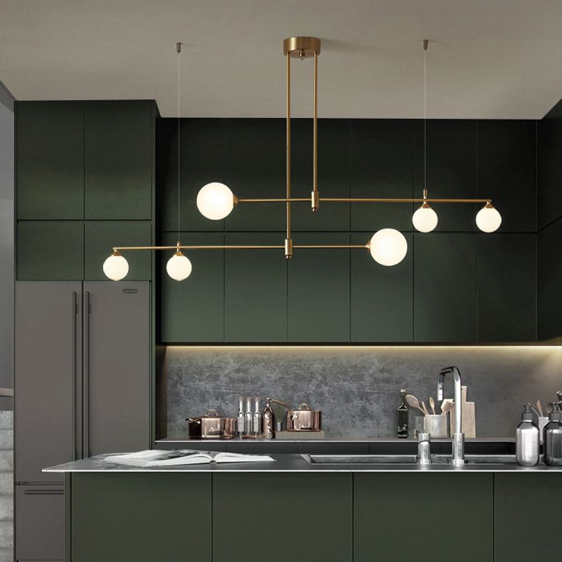 Glass Linear Hanging Lamp Kit Modern Hanging Island Lights for Dining Room