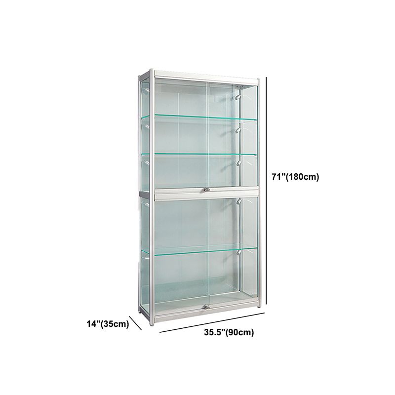 Modern Metal Curio Cabinet Locking Display Stand with Sliding Glass Doors