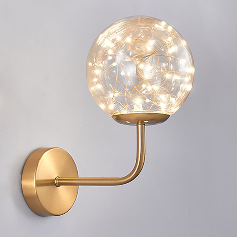 Nordic Glass Wall Light Globe Gypsophila 1 Light Wall Sconce for Bedroom