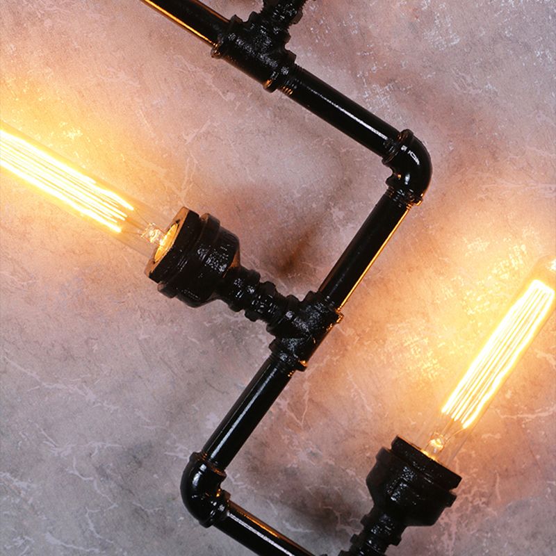 Illuminazione a parete in metallo multiple industriale pipa da acqua sfumatura lampada montata a parete