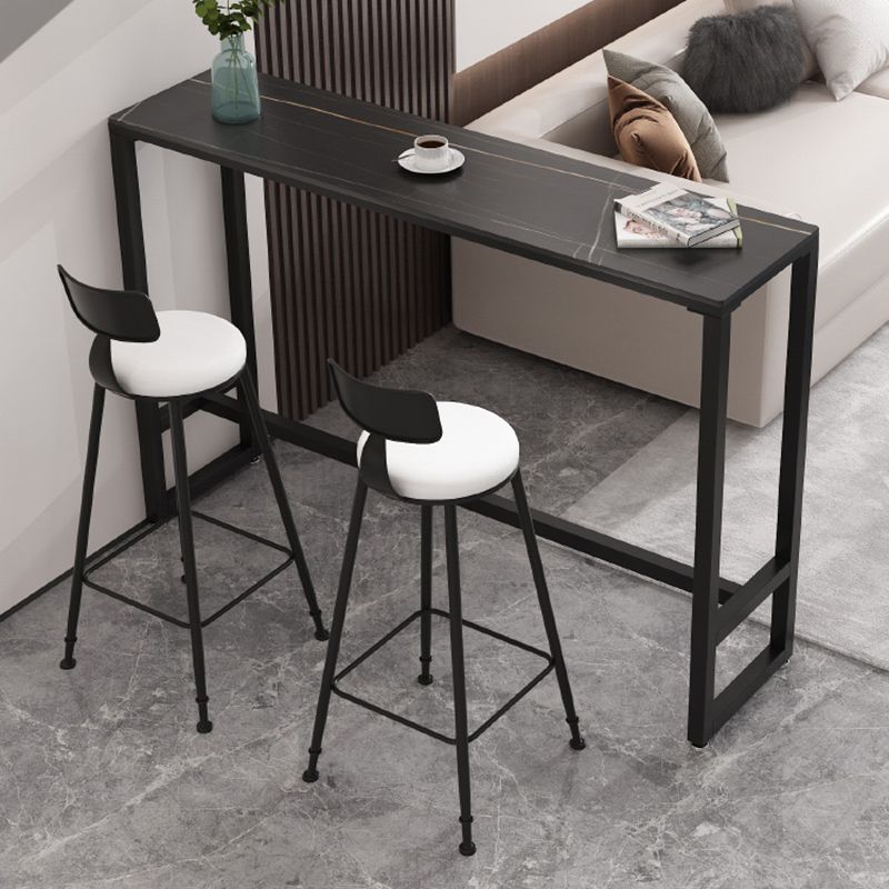 Contemporary Bar Table 42-inch Height Stone Top Bistro Table with Pedal