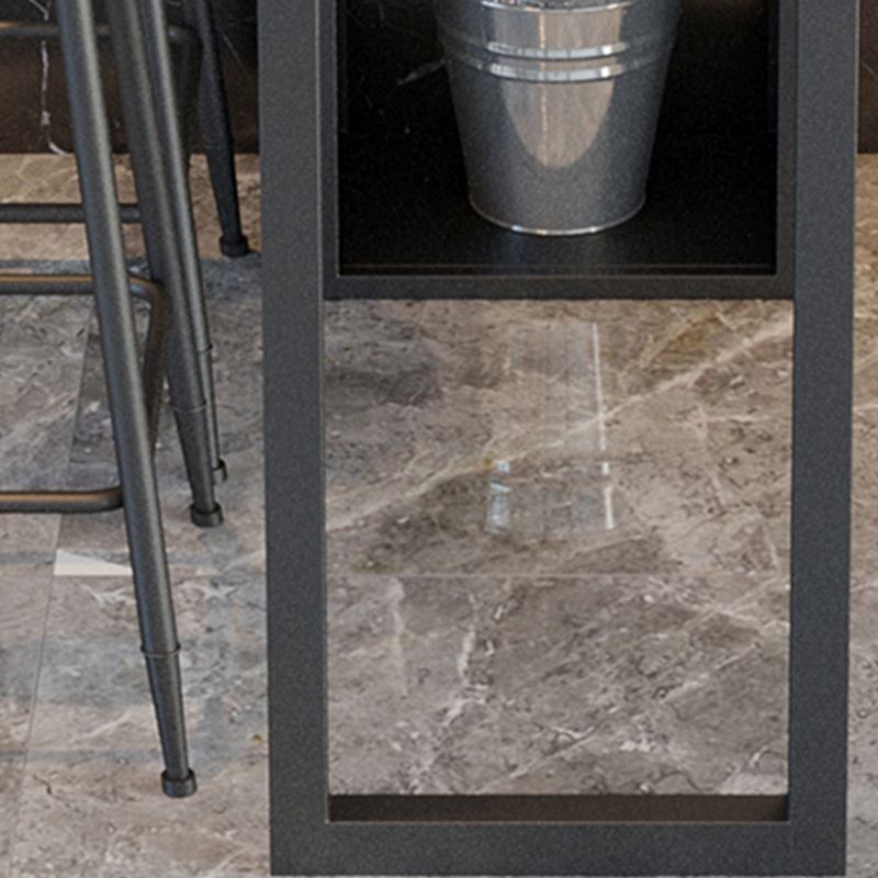 Modern Sintered Stone Top Double Pedestal Bar Table for Kitchen Dining Room