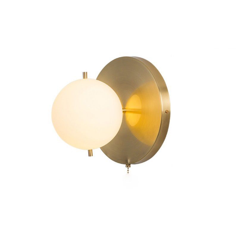 Nordic Wall Mount Light Modern Simple Round Glass Shade Wall Sconce Light for Living Room