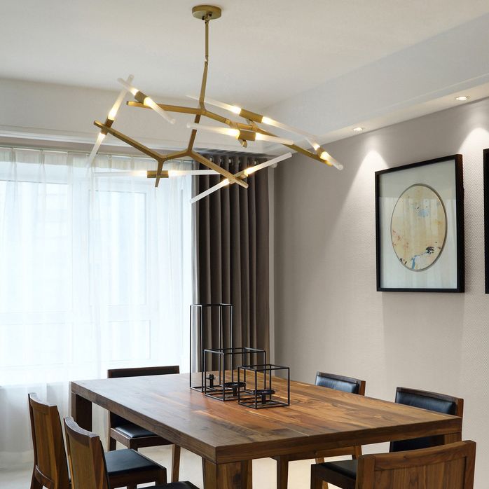 Acrylic LED Chandelier Modern Suspension Light in Gold for Living Room Dinning Room