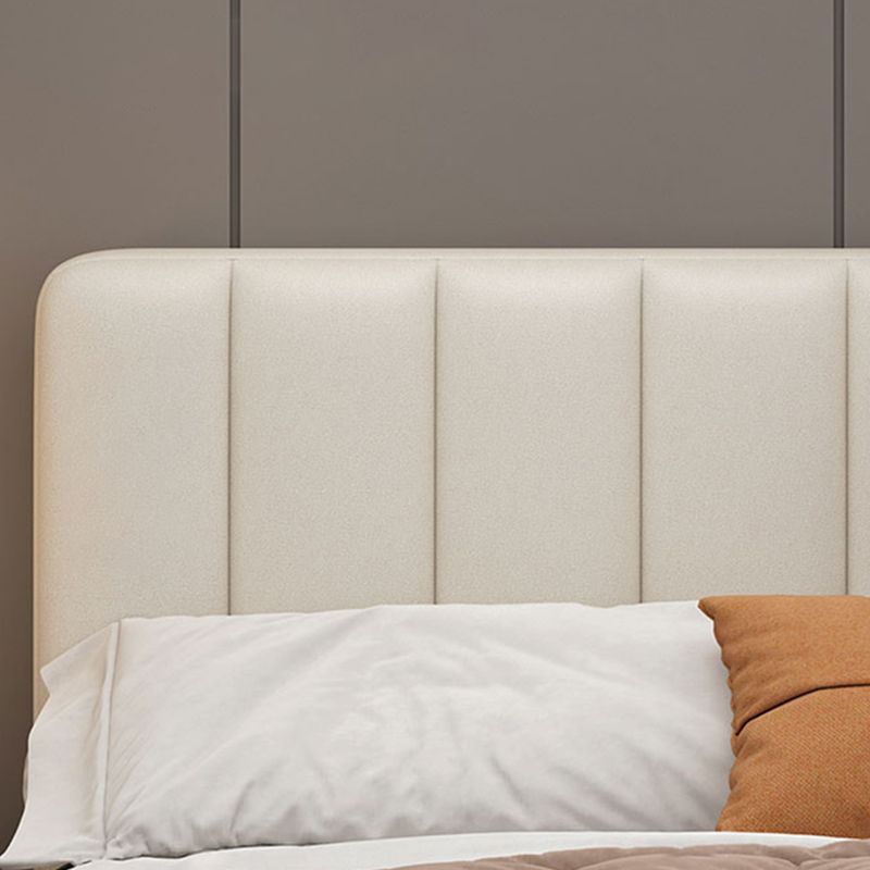 Glam Wooden Bed Frame Faux Leather Standard Bed with Legs for Bedroom