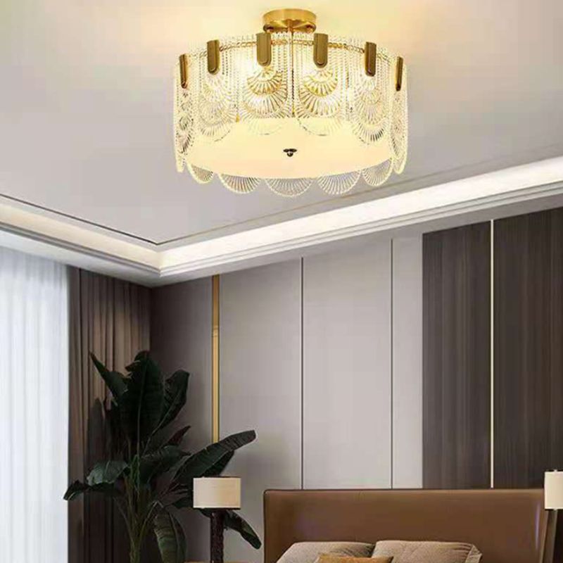 Modern Glass Ceiling Lamp Minimalist Flush Mount Light Fixture for Bedroom
