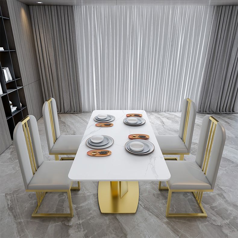 Table à manger en pierre frittée Guéridon de luxe traditionnel avec cadre doré