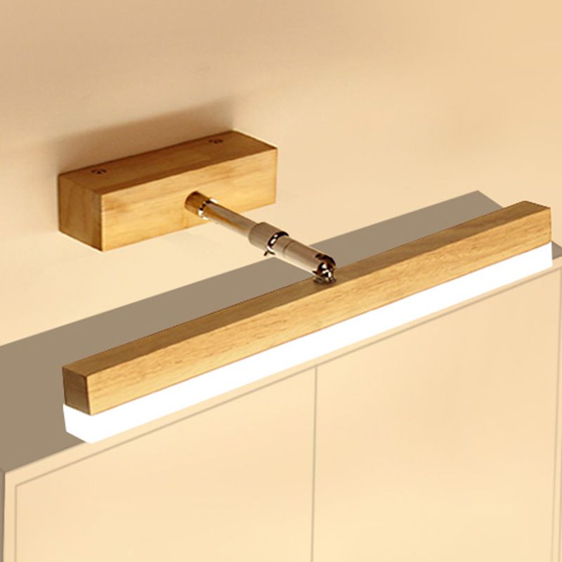 Nordic Minimalist Style Rectangular Vanity Lamp Solid Wood Single Vanity Light