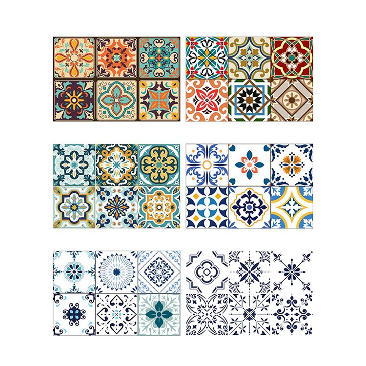 Square Spanish Singular Tile Mildew Resistant Peel & Stick Tile