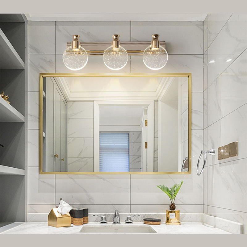 K9 Crystal Round Wall Lamp Simplicity LED Gold Vanity Lighting Fixture for Bathroom