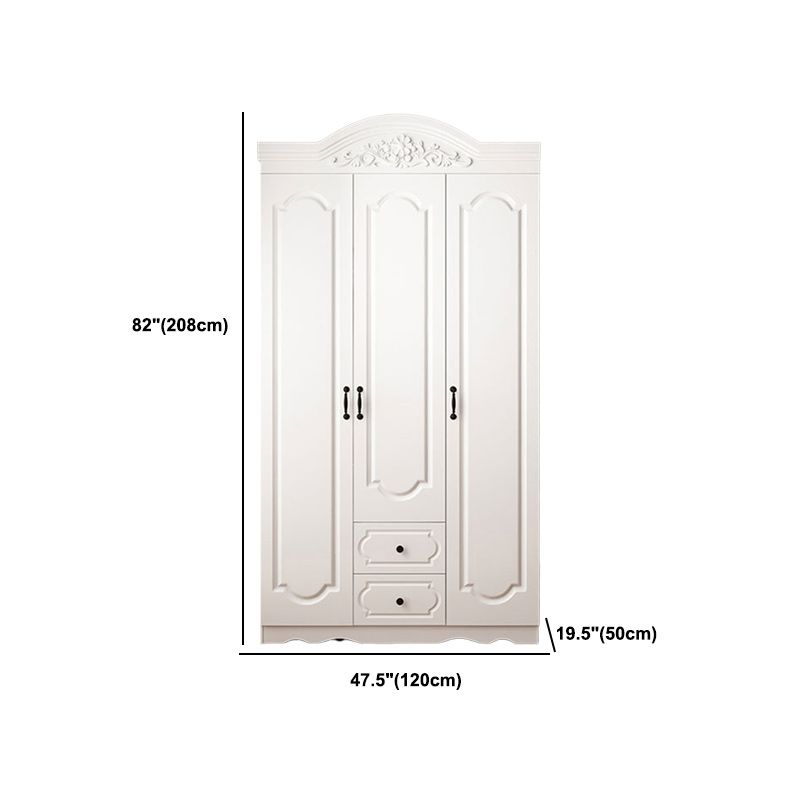 French Country Wardrobe Wood Soft Close Door Wardrobe Closet with 2 Drawer