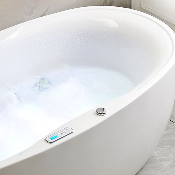 Freestanding Bath Acrylic Soaking White Heater Included Bathtub