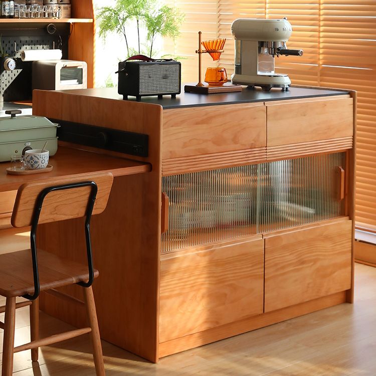 Modern Kitchen Island Table Dining Room Solid Wood Stationary Prep Table