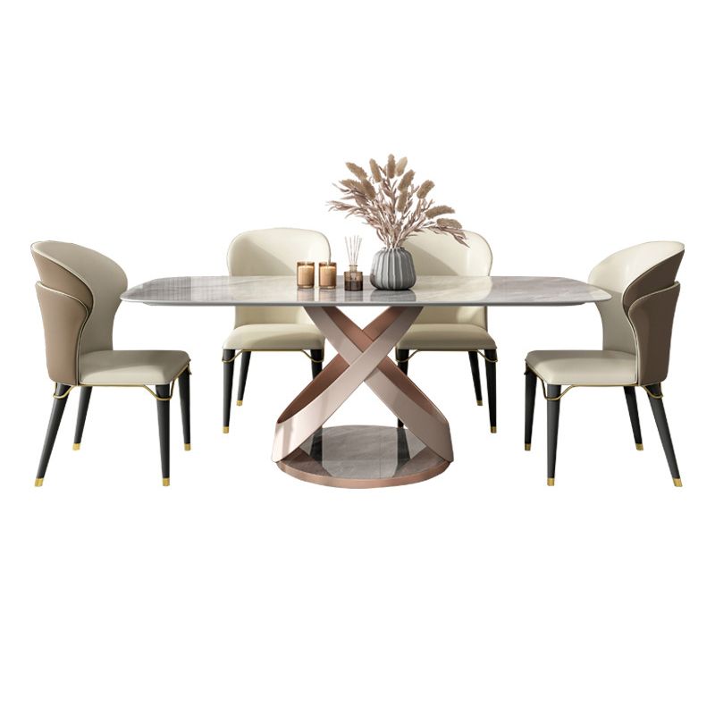 Nordic Sintered Stone Top Dining Set Rectangle 1/4/5/6/7 Pieces Dining Table Set