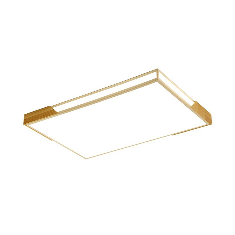 25.5"/34.5" W Slim Rectangle Flush Lighting Minimalist Wood White Flushmount in Warm/White Light with Acrylic Diffuser