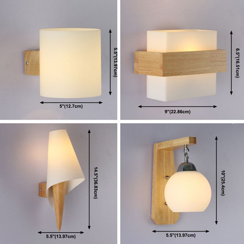 Moderner Stil Geometrisch geformte Wandlampe Holz 1 Lichtwandbeleuchtung Armaturen