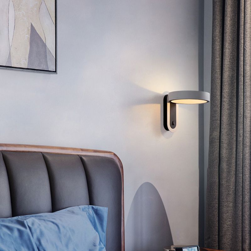 Nordic Style Aluminum Wall Light Circle Shape Rotatable Wall Lamp for Bedroom