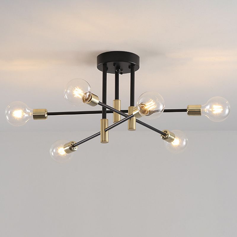 Sputnik Metal Semi Flush Ceiling Lights Modern Living Room Semi Flush Mount Light Fixture