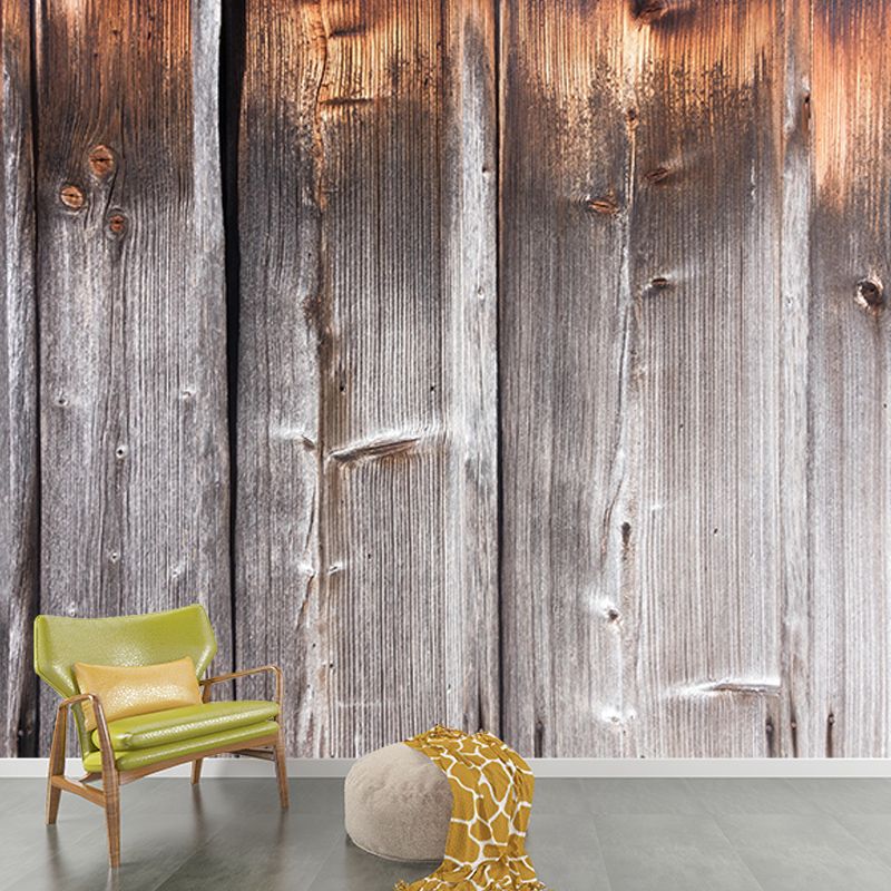 Wood Texture Wall Mural Industrial Style Mildew Resistant for Living Room