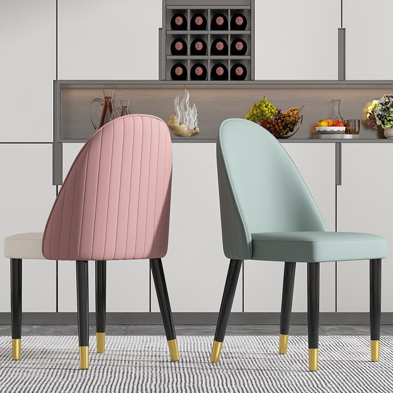 Silla de comedor de estilo escandinavo, silla Parsons acolchada sin brazos de madera (juego de 2)
