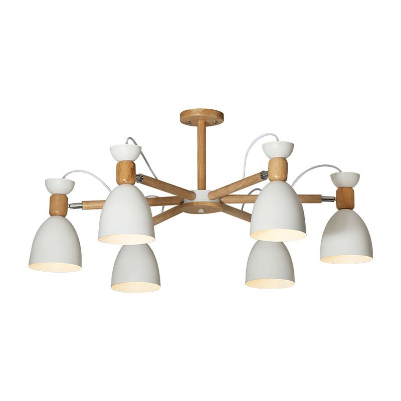 Modern Creative Macaron Pendant Light Wooden Sputnik Hanging Lamp with Wrought Iron Shade