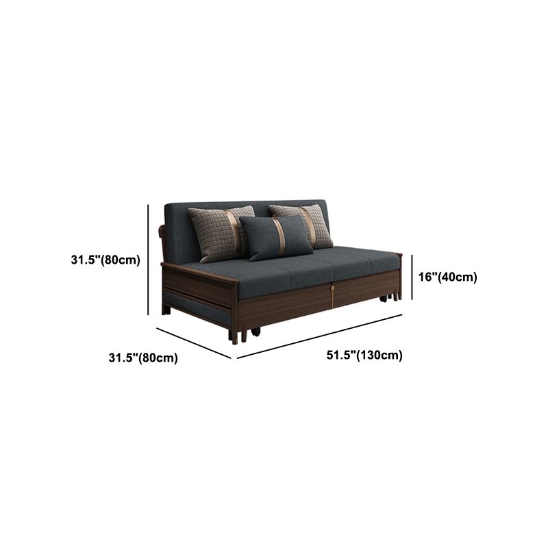 Modern Armless Sofa Bed with Storage Linen Sofa Bed in Brown