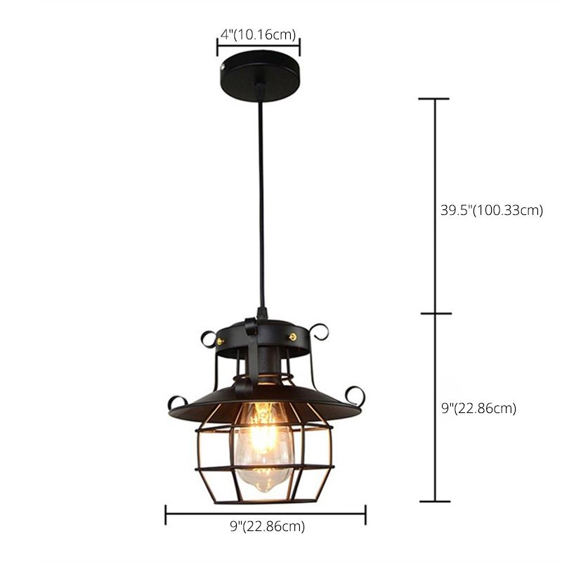 Lampadina a singolo bulbo in stile industriale a sospensione in ferro diamante in gabbia lampada appesa per le scale del corridoio