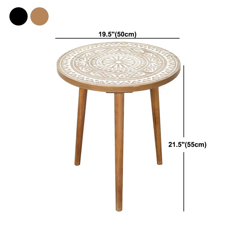 Metal / Wood 3 Legs End Table Natural/ Black Round Wood Side End Table