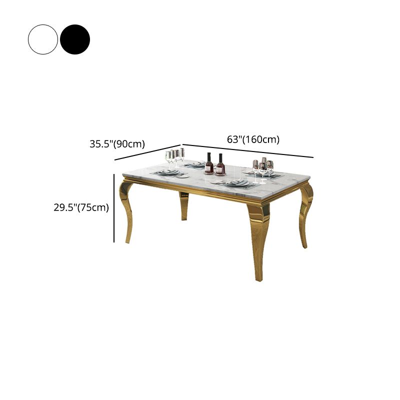 Traditional Luxury Dining Table Rectangle Metal Gold Tripod Dining Table