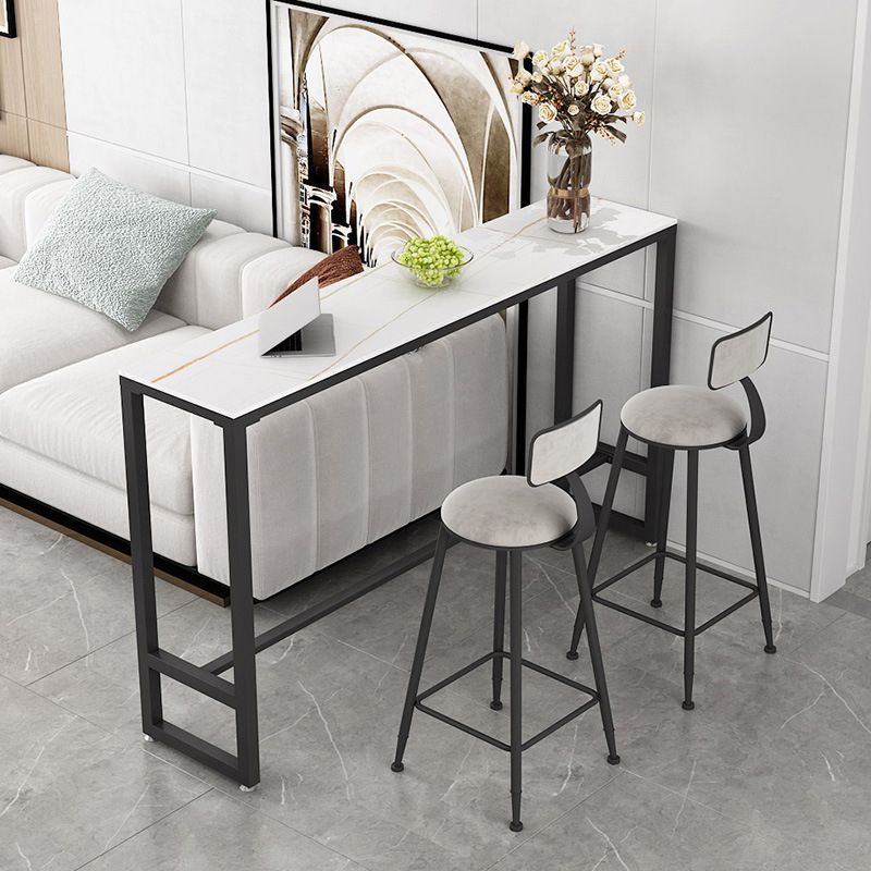 Trestle Base Bar Table Modern Rectangle Sintered Stone Bar Table
