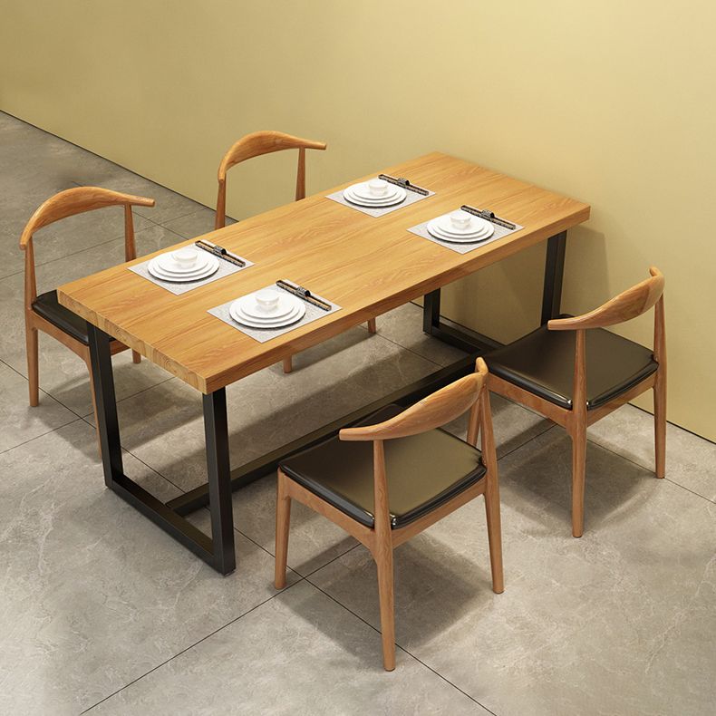 Industrial Rectangle Dining Table Solid Wood Table with Trestle Base for Home Kitchen Dinner