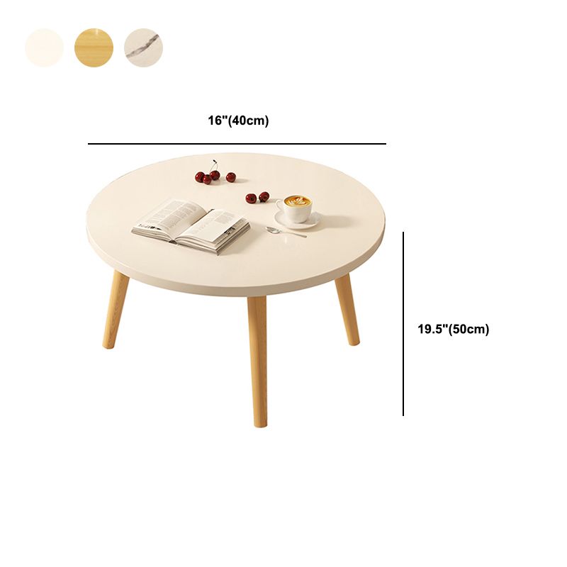 19.7" H Round Wood Cocktail Table Modern 3 Legs Coffee Table