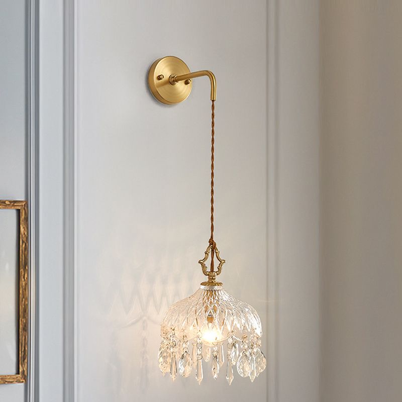 Modern Wall Light Sconce Glass Wall Light Fixture with Crystal for Bedroom