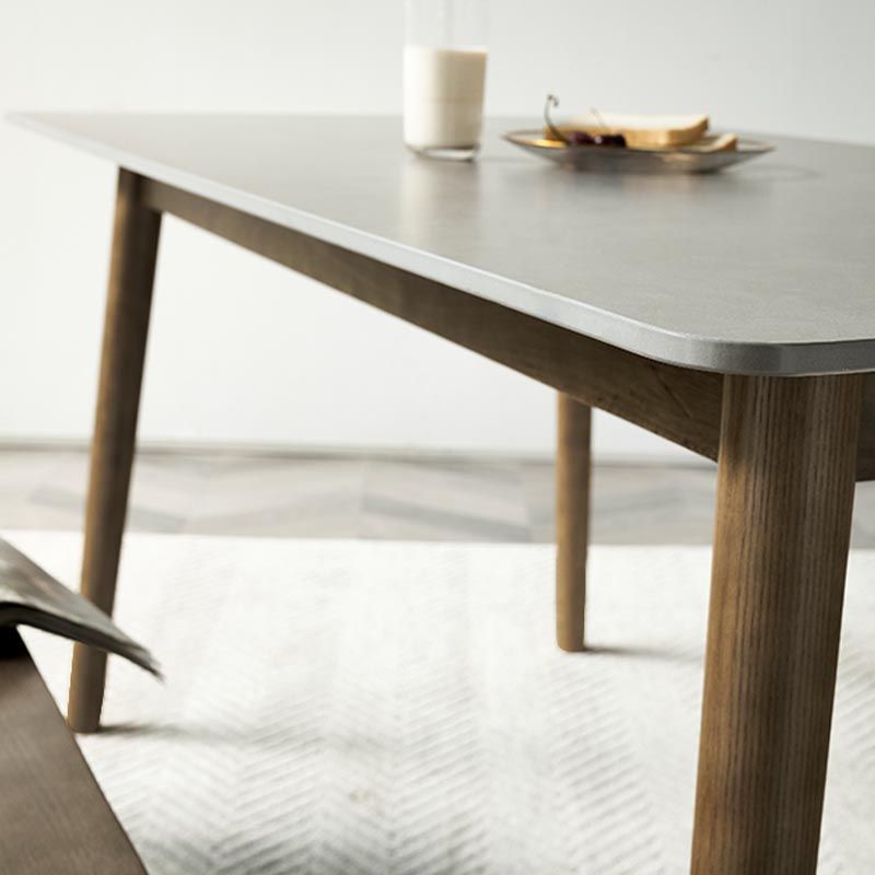 Mid-Century Rectangle Dining Table Solid Wood Base Dining Table for Dining