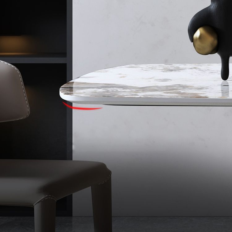 Metal Traditional Luxury Table Rectangle Sintered Stone Dining Table with Pedestal Base