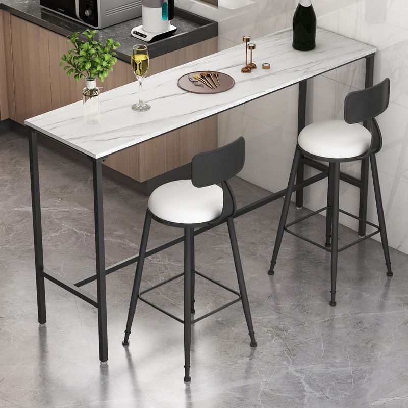 Modern Bar Stool and Table Set 1/3/5 Pcs Rectangle Stone Top Bar Table and Stools