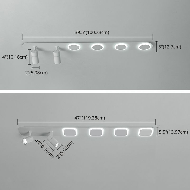 Luz de techo de semi-ras de LED rectangulares en blanco en simplicidad moderna Montaje a ras de hierro forjado con sombra acrílica