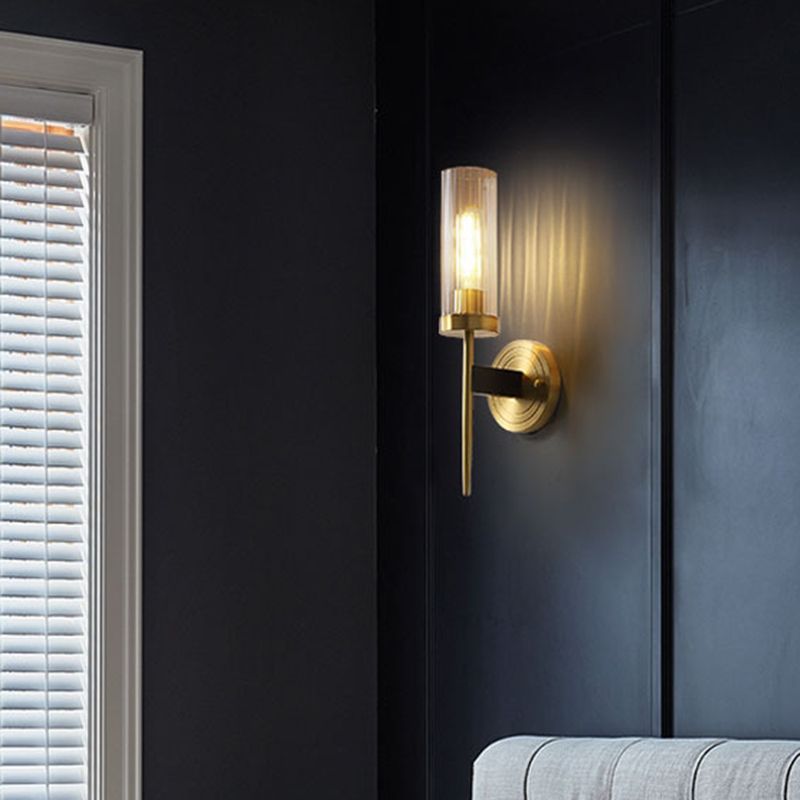 Postmodern Cylindrical Wall Mounted Lighting Clear Glass Wall Mount Lamp for Living Room