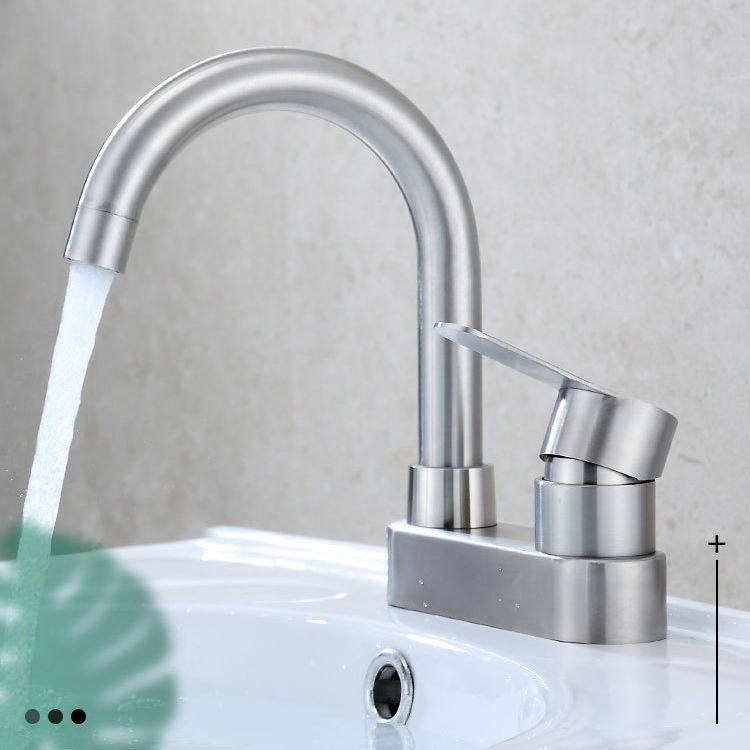 304 Stainless Steel Center Faucet Bathroom Single Handle Hot and Cold Vanity Sink Faucet