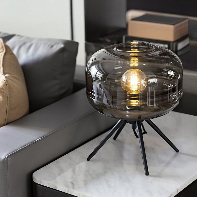 Geometric Shape Glass Table Lamp Modern Style 1 Light Table Lamp Fixtures