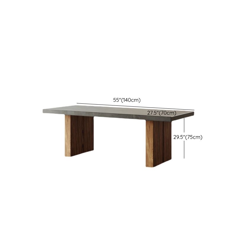 Rectangular Dining Table Grey Solid Wood Table Top for Dining Room