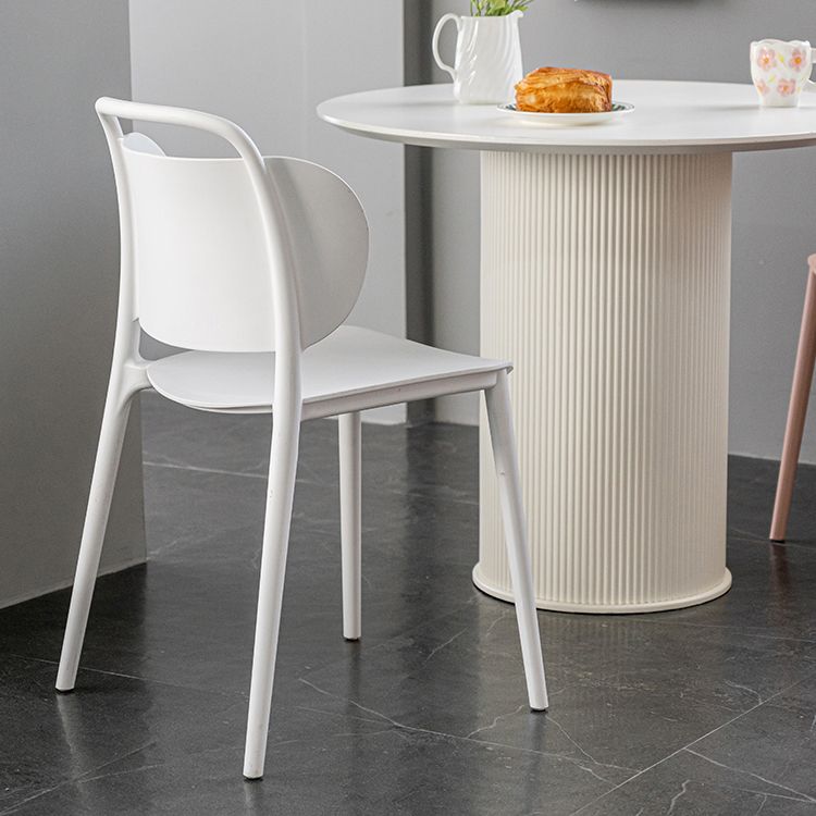 Modern Plastic Dining Chair Open Back Dining Side Armless Chair for Kitchen