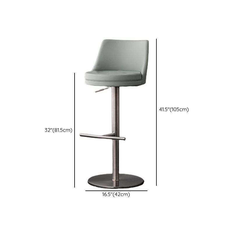 Modern Style Adjustable Counter Stool with Leather Cushion and Single Leg
