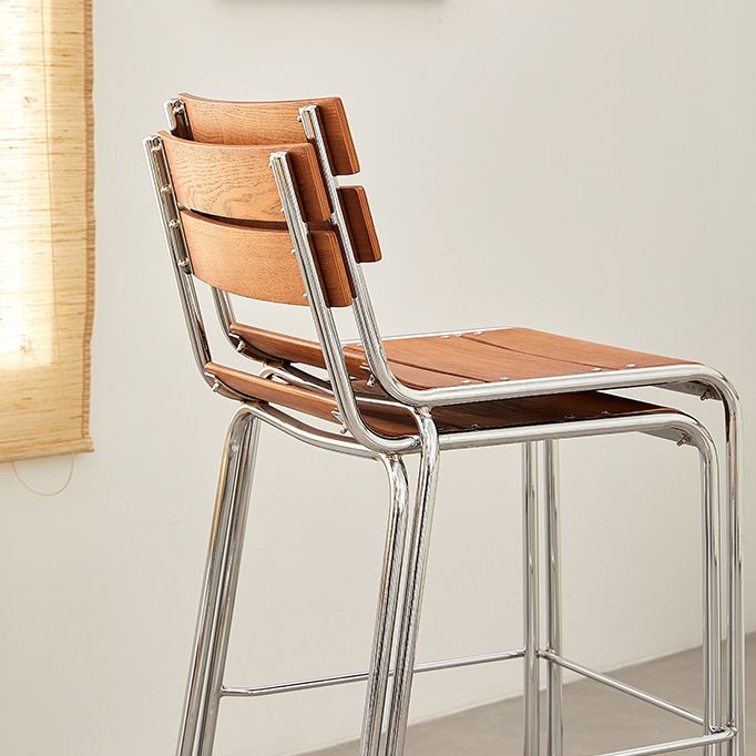 Contemporary Manufactured Wood Low Back Bar Stool with Footrest