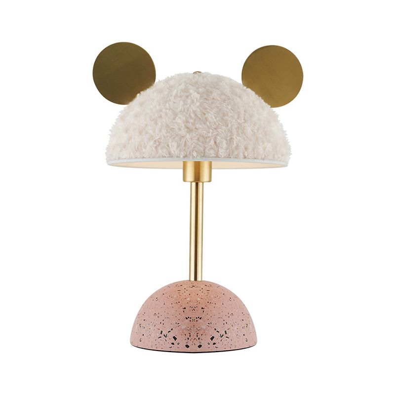 Villus Domed Nightstand Light Macaron 1 kop witte nachttafellamp met roze marmeren basis