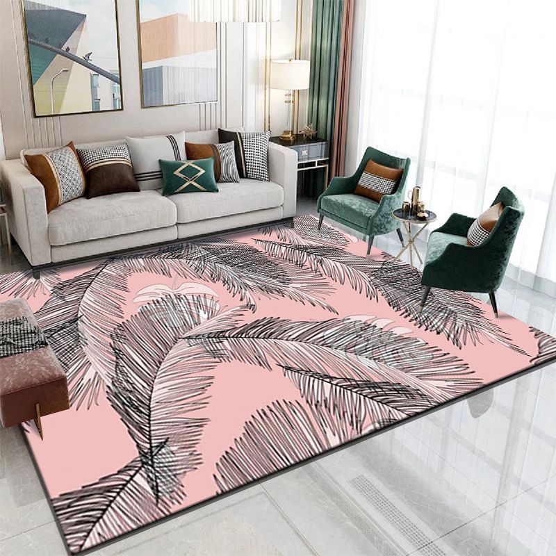 Gray Modern Rug Polyester Feather Rug Non-Slip Backing Rug for Drawing Room