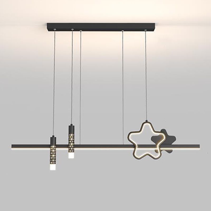 4-Light Modern Black/White Kitchen Island Lighting LED Ceiling Light for Bedroom