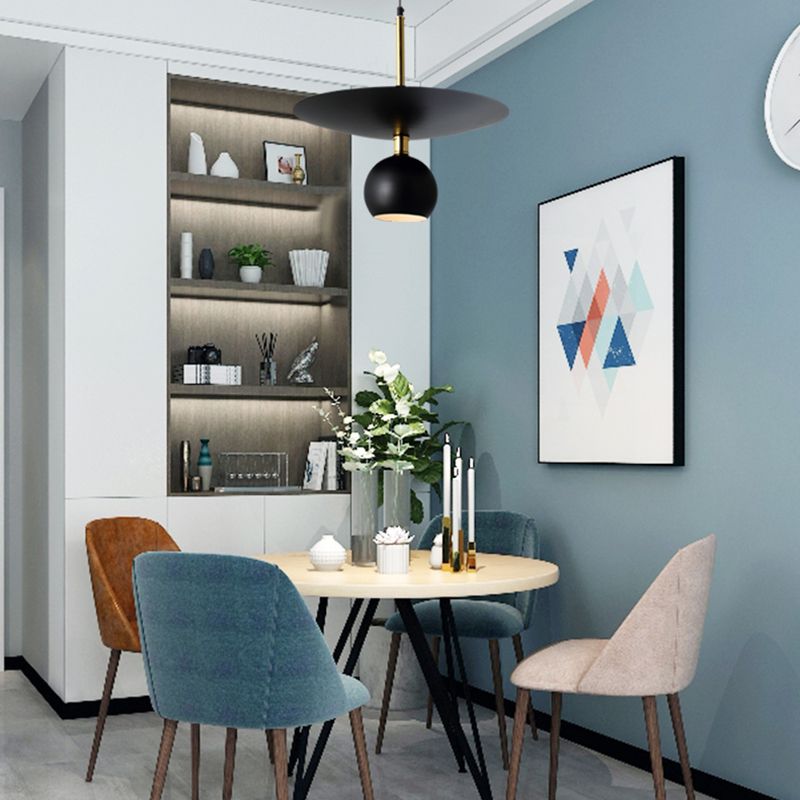 Metal Globe Hanging Light Fixture Minimalist 1 Light Black Suspension Lamp for Dining Room